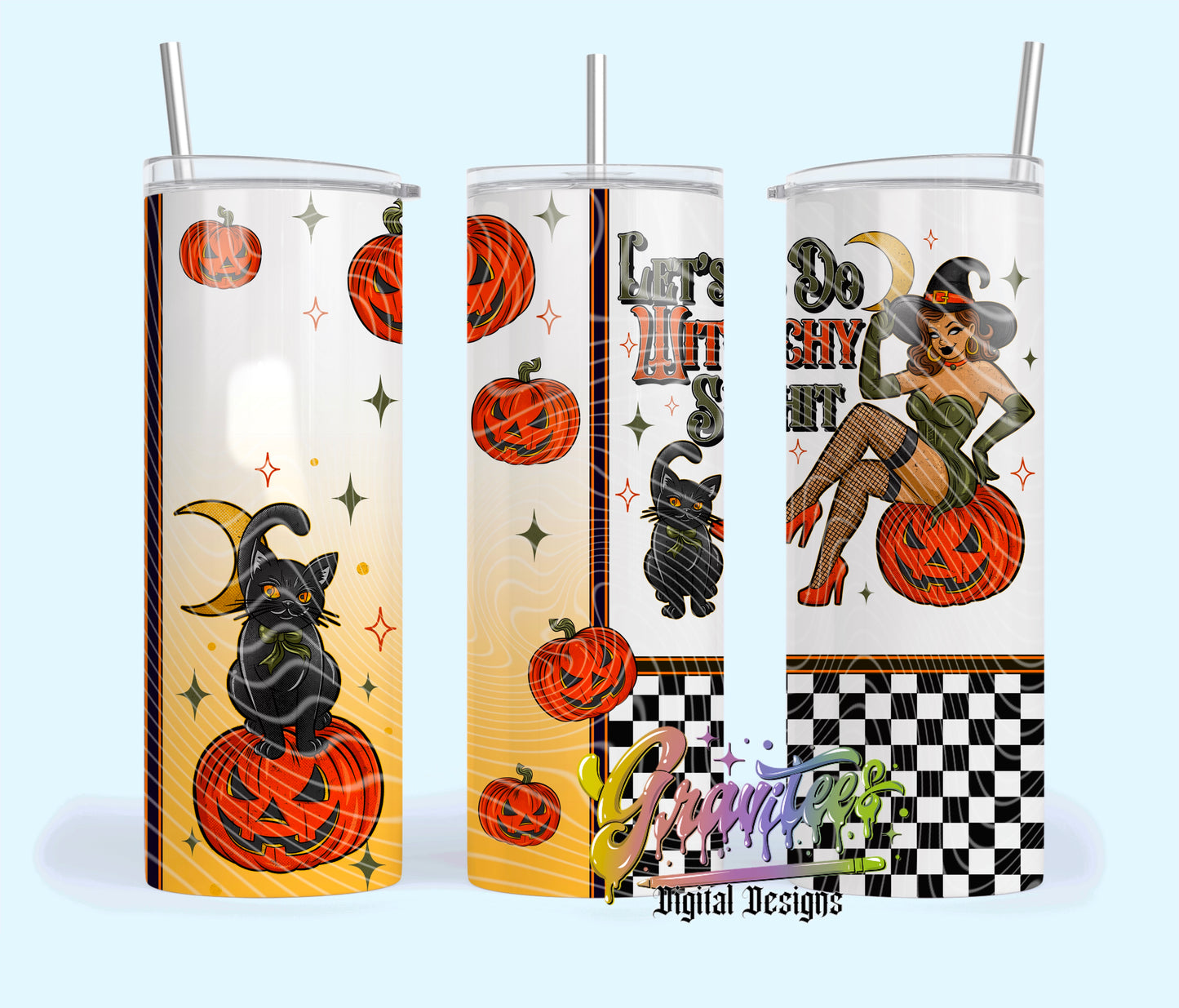 Witchy Skinny Tumbler Design Png, Halloween Design for UVDTF or Sublimation Printing, PNG Only!