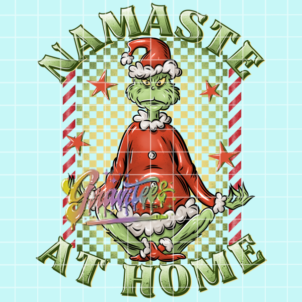 Namaste Png, Green Guy Christmas Clipart, Trendy Christmas Clipart, Christmas Yoga Clipart for DTF or Shirt Printing, PNG Only!