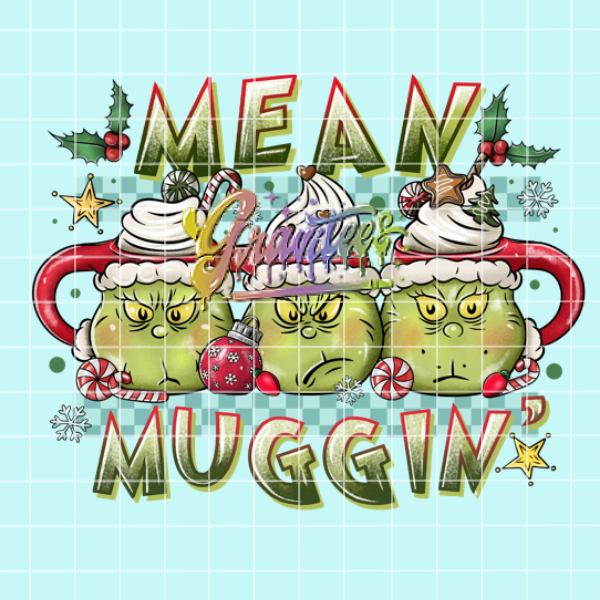 Mean Muggin' Png, Green Guy Christmas Clipart, Trendy Christmas Clipart, Christmas Mugs Clipart for DTF or Shirt Printing, PNG Only!