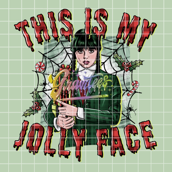 This is my Jolly Face Png, Wednesday Christmas Clipart, Trendy Christmas Clipart, Addams Clipart for DTF or Shirt Printing, PNG Only!