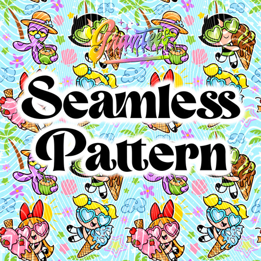 Summer Girls Seamless Design PNG for UVDTF or Sublimation Printing PNG Only!!