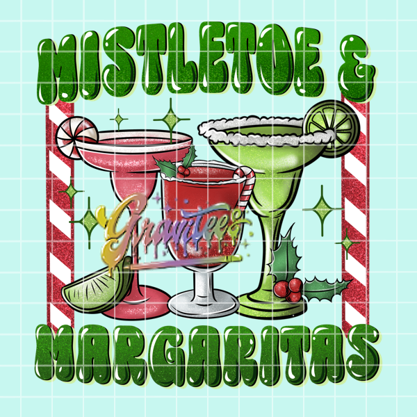 Mistletoe and Margaritas Png, Drinking Clipart, Trendy Christmas Clipart, Margarita Clipart for DTF or Shirt Printing, PNG Only!