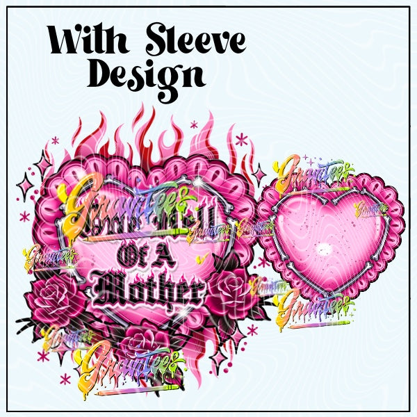 Hell Of A Mother With Blank Heart Design No Horn Png for DTF or Shirt Printing, PNG Only!