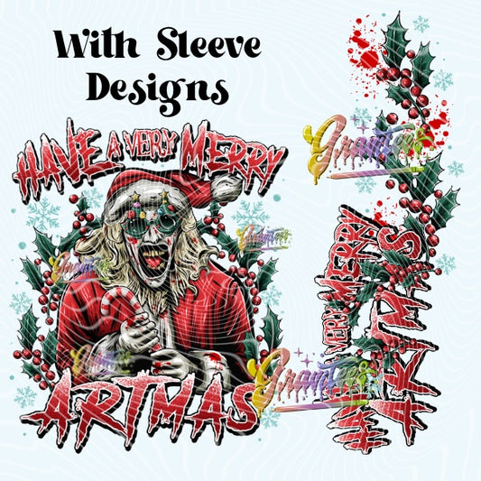 MERRY ARTMAS with 2 sleeve Designs PNG,MERRY ARTMAS Clipart for DTF or Shirt Printing PNG Only (Copy) (Copy)