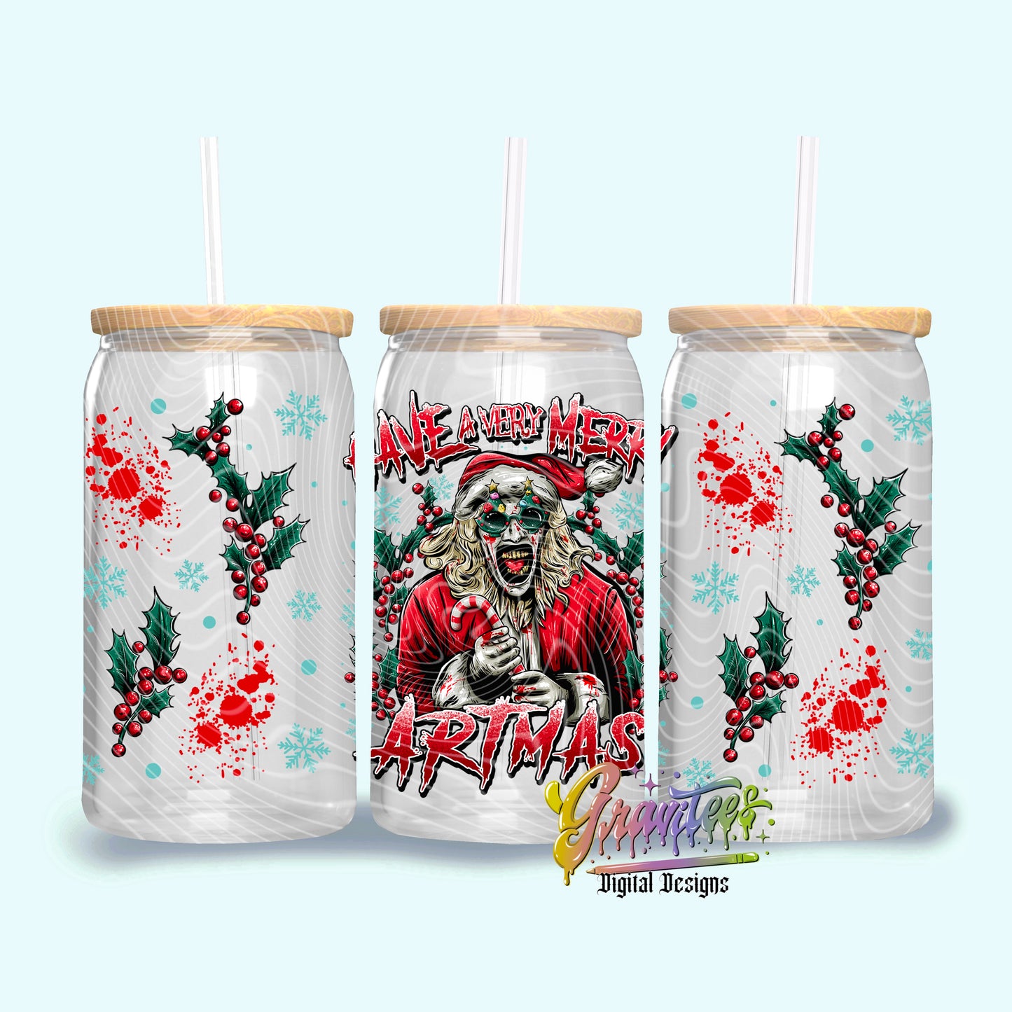 MERRY ARTMAS Libbey Tumbler Design Png,MERRY ARTMAS Clipart for UVDTF or Sublimation Printing, PNG Only! (Copy) (Copy)