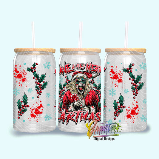 MERRY ARTMAS Libbey Tumbler Design Png,MERRY ARTMAS Clipart for UVDTF or Sublimation Printing, PNG Only! (Copy) (Copy)