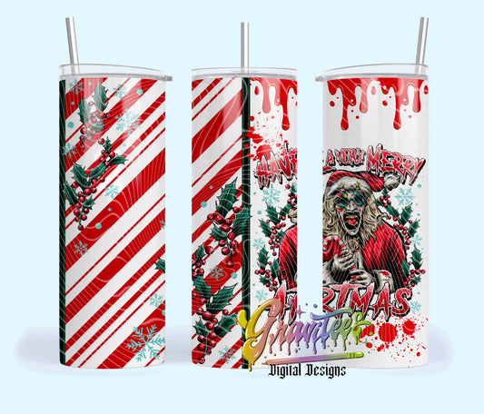 MERRY ARTMAS Tumbler Template Design PNG,MERRY ARTMAS  Clipart for UVDTF or Sublimation Printing PNG Only!