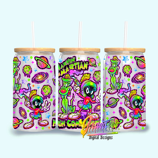 Martian High Commander 16oz Tumbler Template Design PNG,  for UVDTF or Sublimation Printing PNG