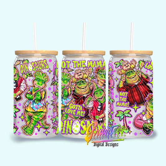 Dinosaurs 16oz Tumbler Template Design PNG,  for UVDTF or Sublimation Printing PNG
