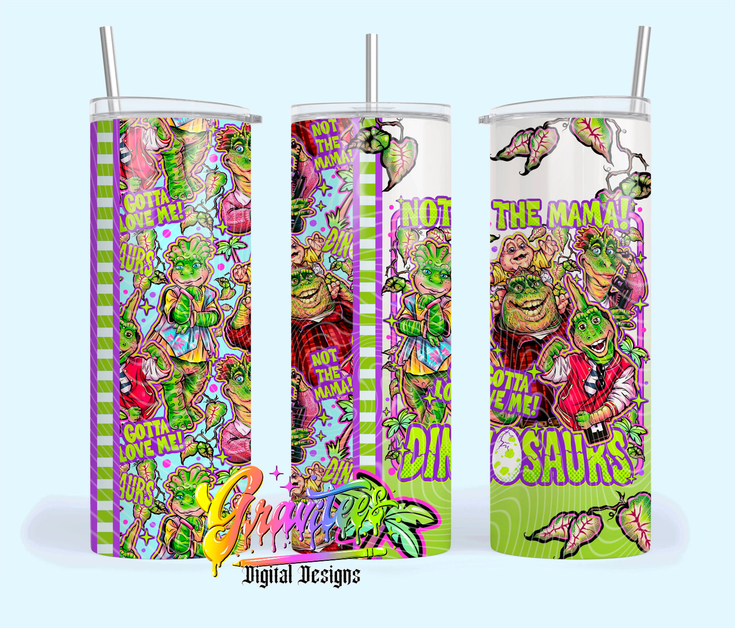 Dinosaurs 20oz Tumbler Template Design PNG,  for UVDTF or Sublimation Printing PNG