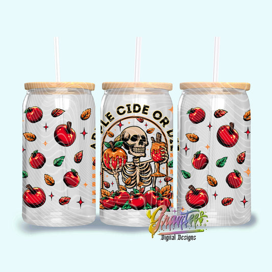 APPLE CIDER OR DIE Libbey Tumbler Design Png,APPLE CIDER OR DIEClipart for UVDTF or Sublimation Printing, PNG Only!