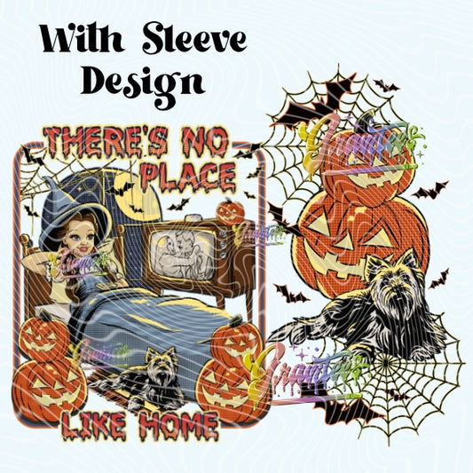 Home Halloween with Sleeve Design PNG, Halloween Movie Design for DTF or Shirt Printing PNG Only