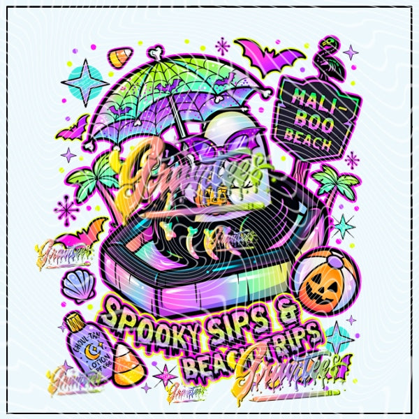MaliBOO Beach Summer Ghost Png for DTF or Shirt Printing, PNG Only!