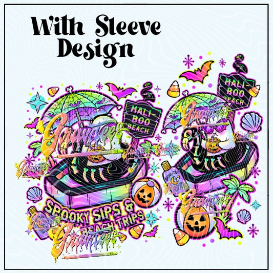 MaliBOO Beach Summer Ghost With Sleeve Png for DTF or Shirt Printing, PNG Only!