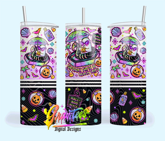 MaliBOO Beach Summer Ghost 20oz Tumbler Template  Png for UVDTF or Sublimation Printing, PNG Only!