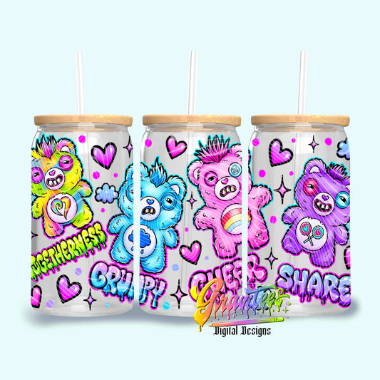 Fuggly Bears 16oz Tumbler Template  Png for UVDTF or Sublimation Printing, PNG Only!