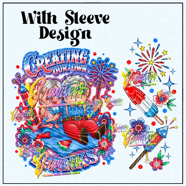 4th Of July Love With Sleeve Png for DTF or Shirt Printing, PNG Only!
