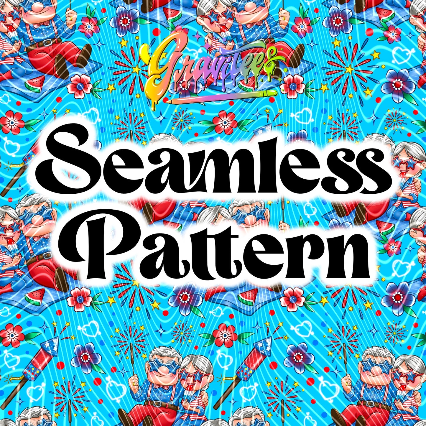 4th Of July Love Seamless Design PNG, for UVDTF or Sublimation Printing PNG