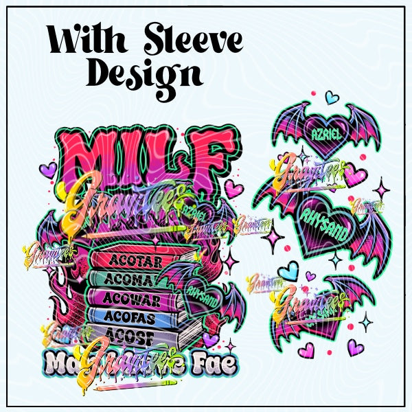 MILF Book Fae Lovers with Sleeve Png for DTF or Shirt Printing, PNG Only!