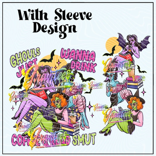 Book Ghouls With Sleeve Png for DTF or Shirt Printing, PNG Only!