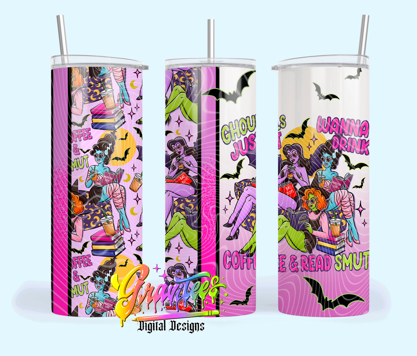 Book Ghouls 20oz Tumbler Template  Png for UVDTF or Sublimation Printing, PNG Only!