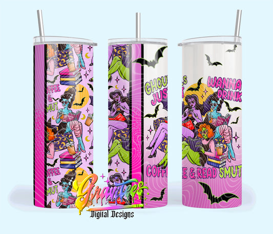 Book Ghouls 20oz Tumbler Template  Png for UVDTF or Sublimation Printing, PNG Only!