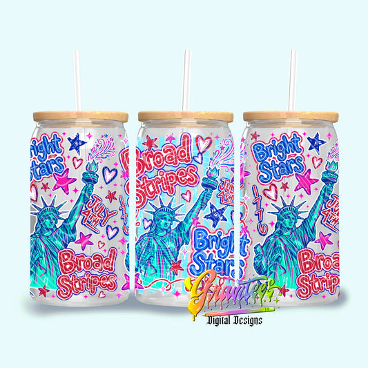 4th Of July 16oz Tumbler Template  Png for UVDTF or Sublimation Printing, PNG Only!