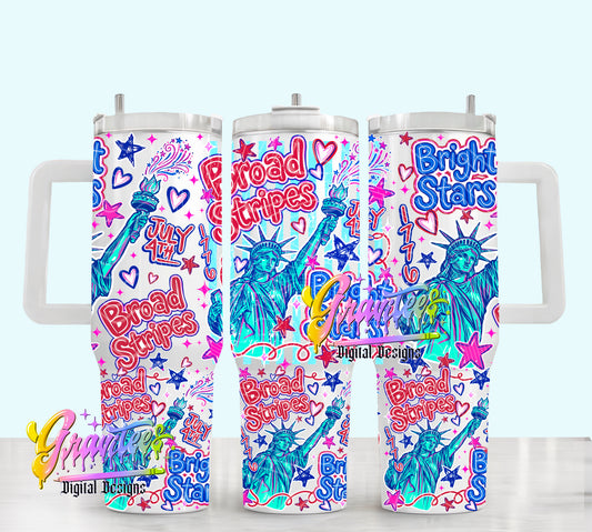 4th Of July 40oz Tumbler Template  Png for UVDTF or Sublimation Printing, PNG Only!
