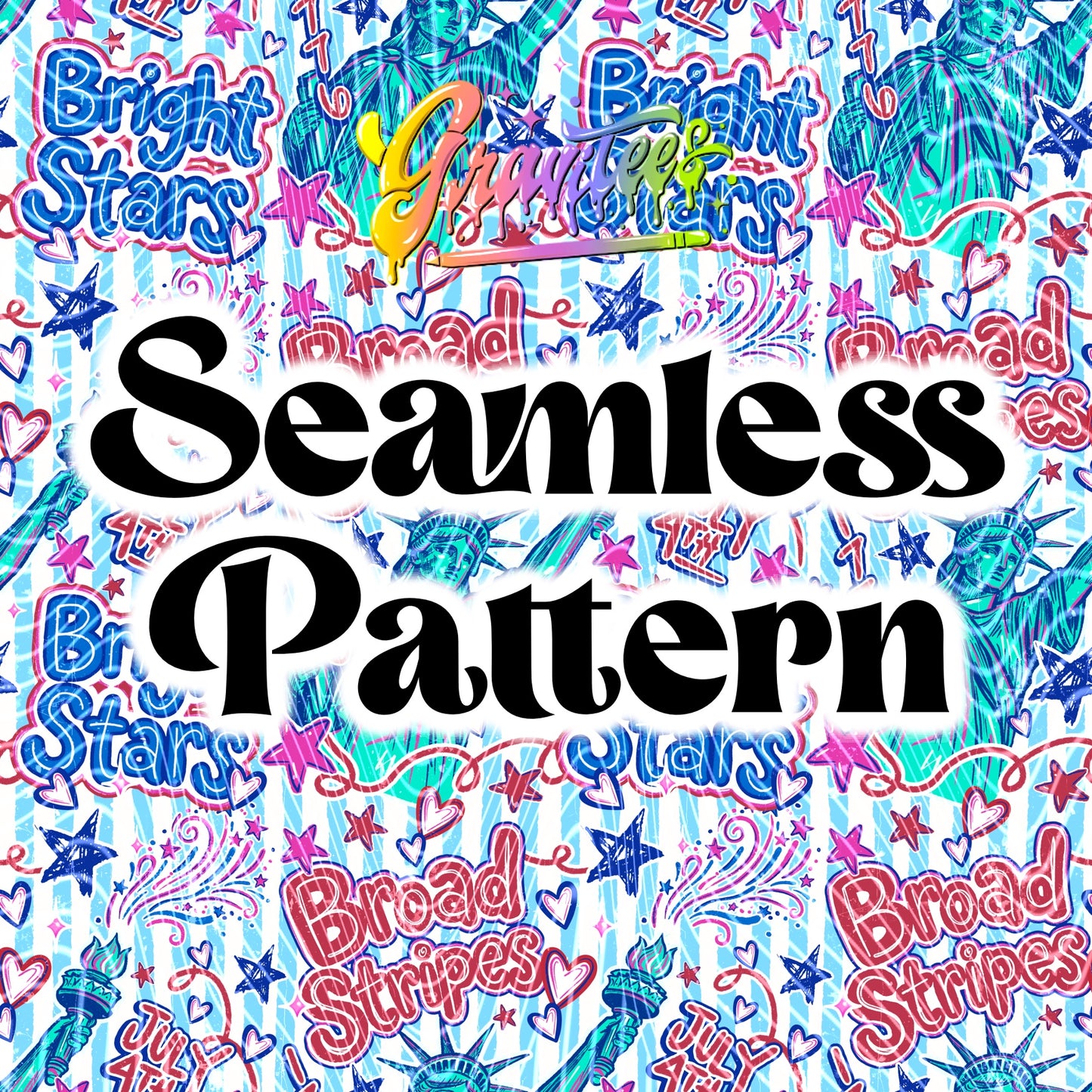 4th Of July Seamless Design Png for UVDTF or Sublimation Printing, PNG Only!