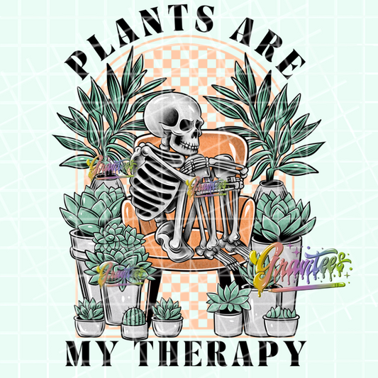 Plants Are My Therapy Png, Plant Lover Clipart, Trendy Skeleton Clipart, Clipart for DTF or Shirt Printing, PNG Only!