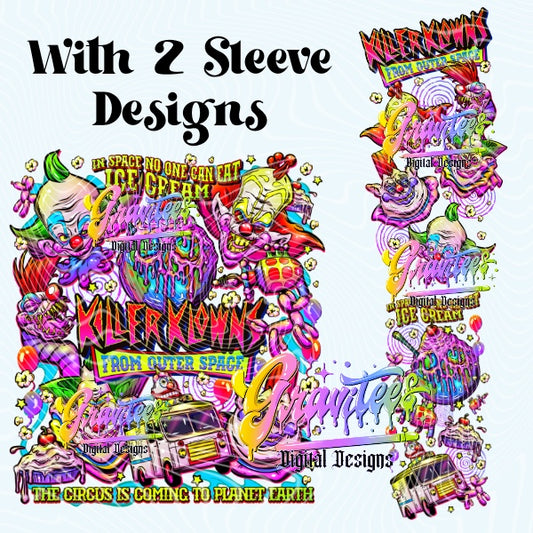 Horror Clowns with Sleeve Design Png for DTF or Shirt Printing, PNG Only!