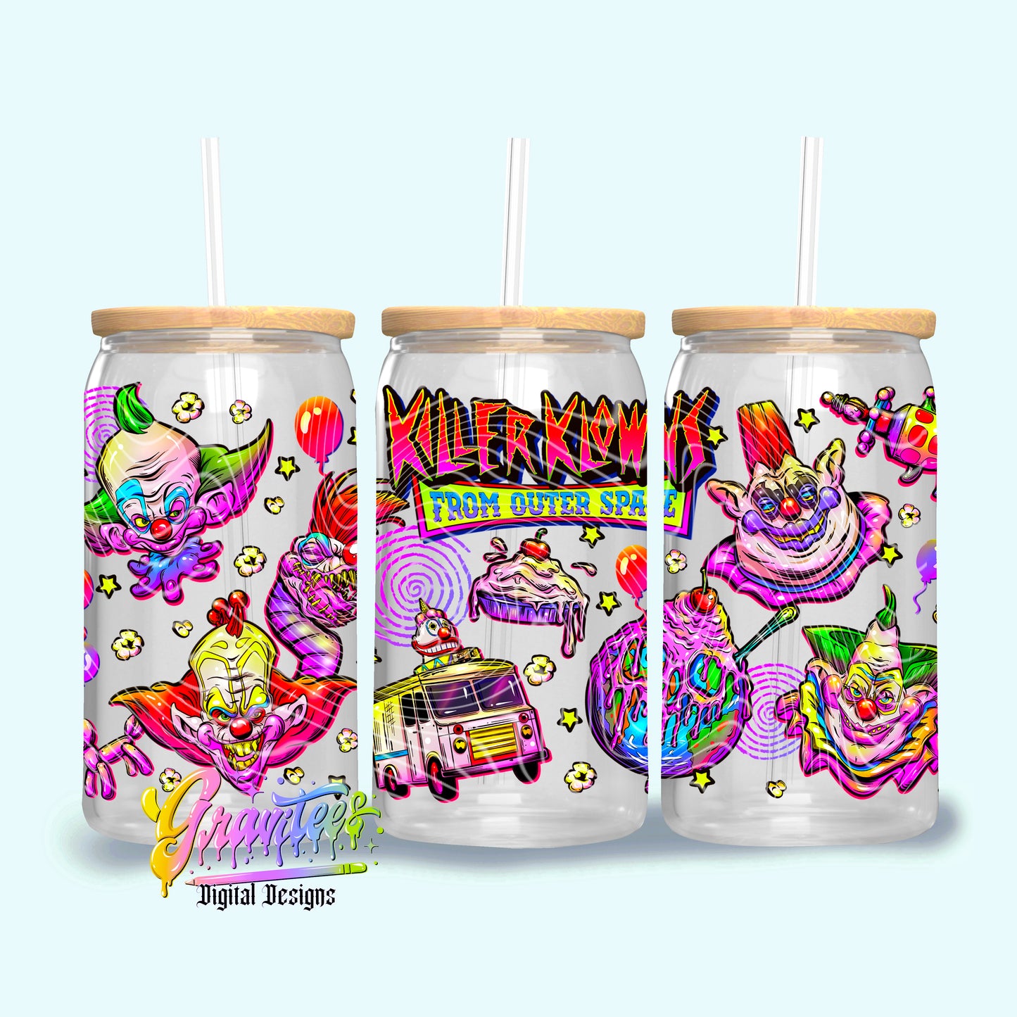 Horror Clowns 16oz Tumbler Template Design PNG,  for UVDTF or Sublimation Printing PNG Only!!