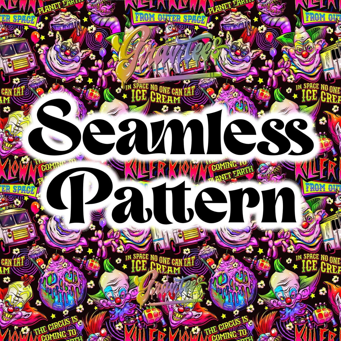 Horror Clowns Seamless Design Png for DTF or Shirt Printing, PNG Only!