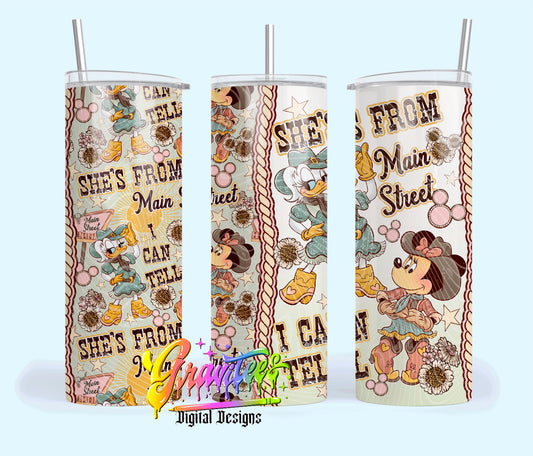 She’s From Main Street 20oz Tumbler Template  Png for UVDTF or Sublimation Printing, PNG Only!