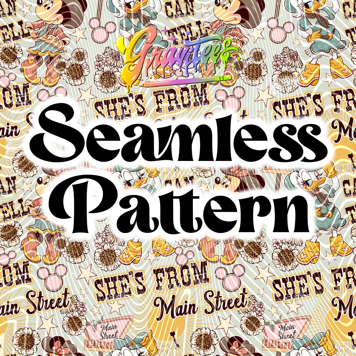 She’s From Main Street Seamless Design Png for UVDTF or Sublimation Printing, PNG Only!