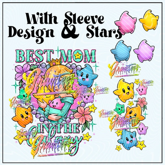 Best Mom In The Galaxy With Sleeves & Stars  Png for DTF or Shirt Printing, PNG Only!