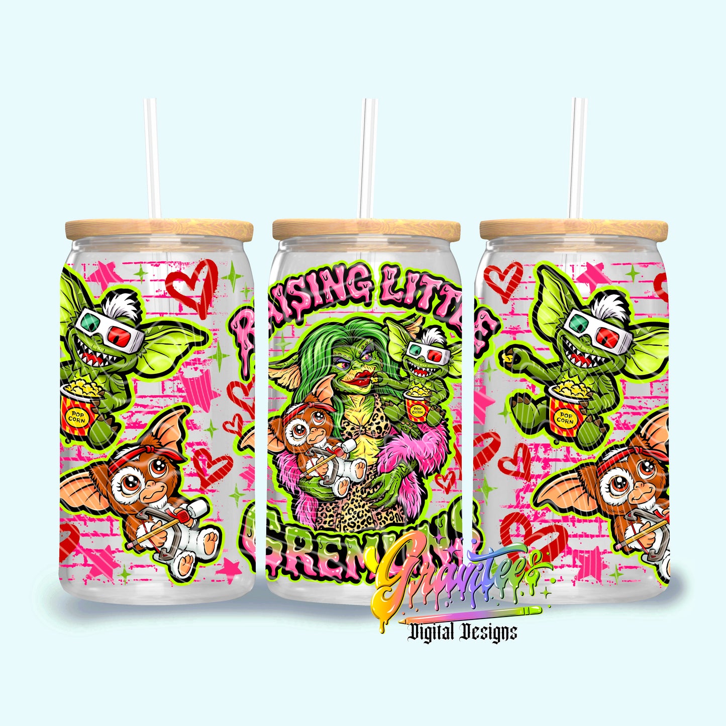 Raising Little Monsters 16oz Tumbler Template  Png for UVDTF or Sublimation Printing, PNG Only!