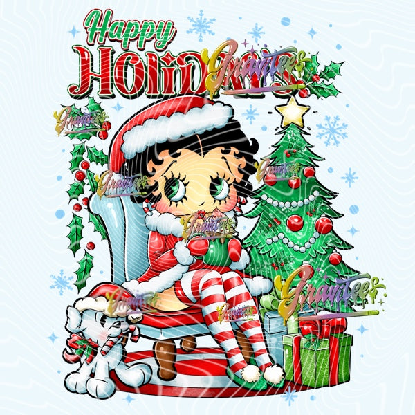 Happy Holidays Dog Christmas Design, Christmas Design for DTF or Sublimation Shirt Printing, PNG Only!