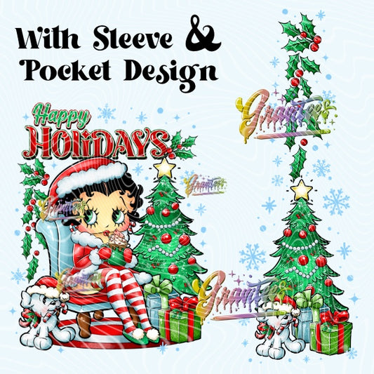 Happy Holidays Dog Christmas with Two Sleeve Designs, Christmas Design for DTF or Sublimation Shirt Printing, PNG Only!