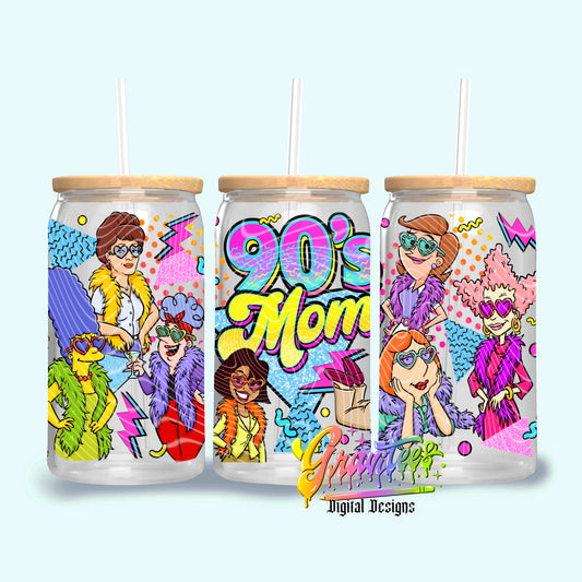 90’s Mom 16oz Tumbler Template  Png for UVDTF or Sublimation Printing, PNG Only!