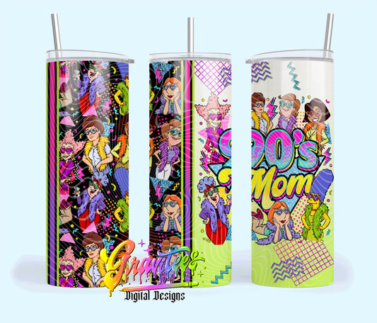90’s Mom 20oz Tumbler Template  Png for UVDTF or Sublimation Printing, PNG Only!