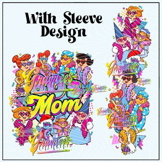 80’s Mom Png With 2 Sleeve Designs for DTF or Shirt Printing, PNG Only!