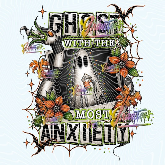 Anxiety Ghost Design PNG, Ghost Design for DTF or Shirt Printing PNG Only