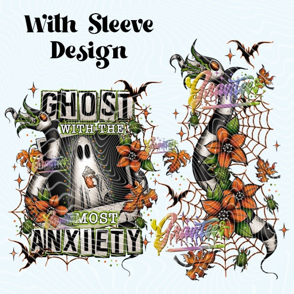 Anxiety Ghost Design With Sleeve PNG, Ghost Design for DTF or Shirt Printing PNG Only