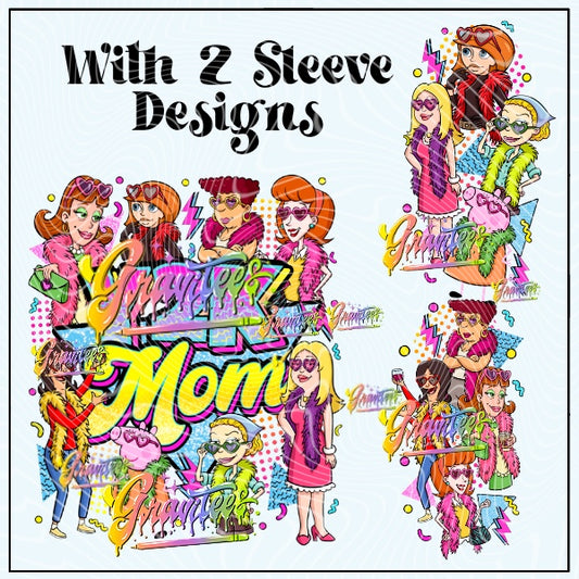 Y2k Mom Png With 2 Sleeve Designs for DTF or Shirt Printing, PNG Only!