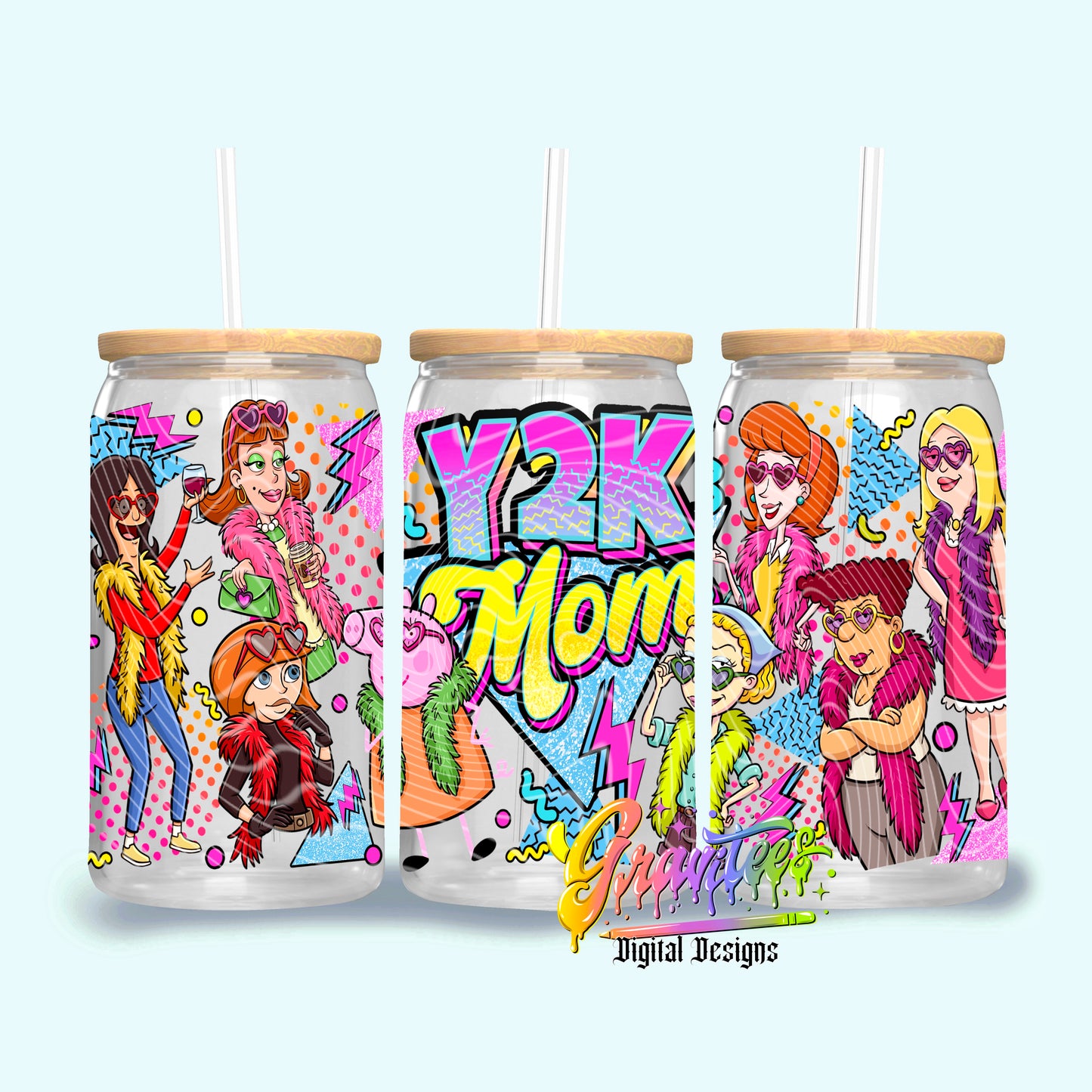 Y2K Mom 16oz Tumbler Template  Png for UVDTF or Sublimation Printing, PNG Only!