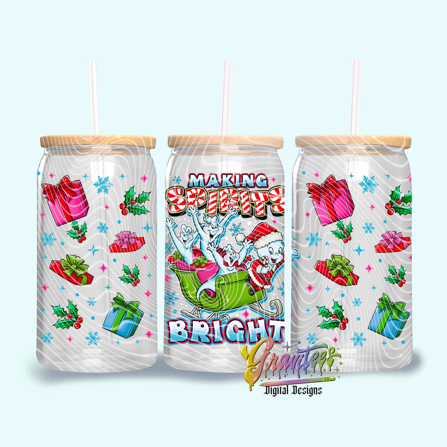 Making Spirits Bright 16oz Tumbler Template Design PNG, Fall  Design for UVDTF or Sublimation Printing PNG Only!