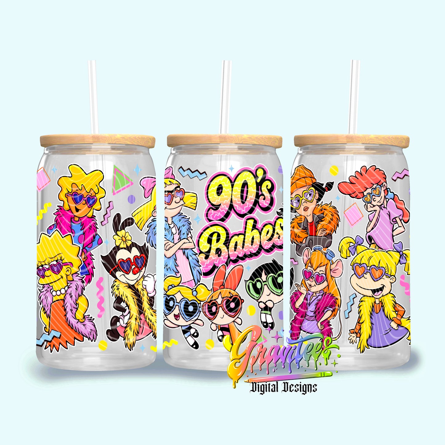 90’s Babes 16oz Tumbler Template  Png for UVDTF or Sublimation Printing, PNG Only!