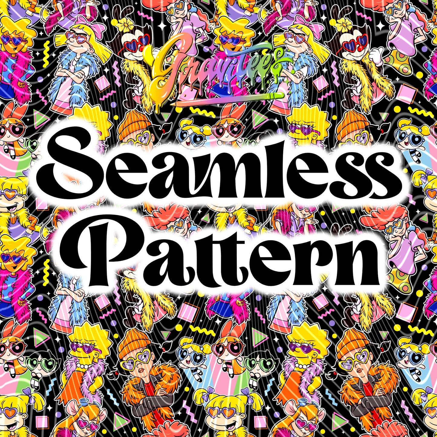 90’s Babes Seamless Design Png for UVDTF or Sublimation Printing, PNG Only!