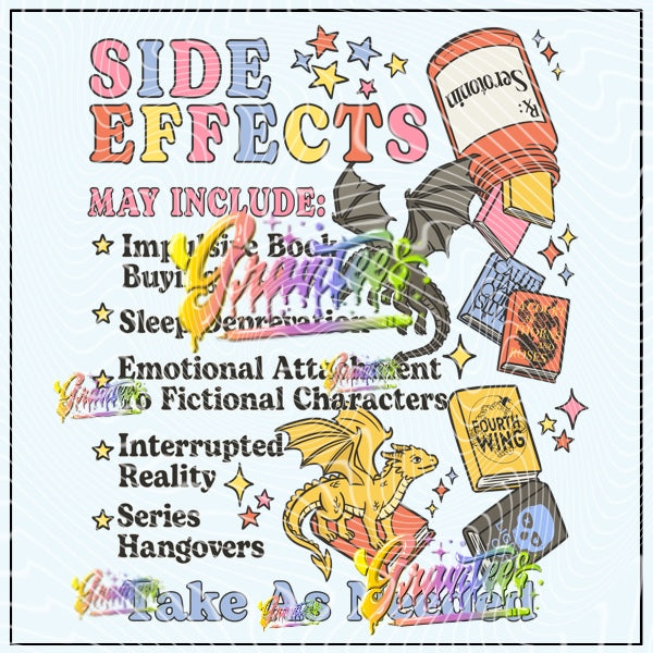 Book Side Effects Png for DTF or Shirt Printing, PNG Only!